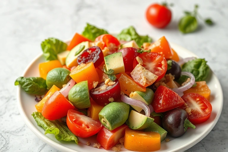 Conceitos visuais relacionados a Receita de Salada Colorida Nutritiva para o Almoço Leve