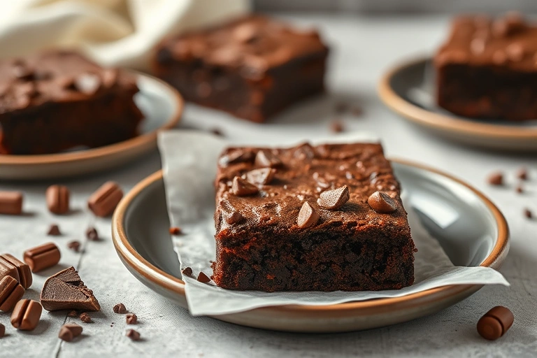 Conceitos visuais relacionados a Receita de Brownie de Chocolate Sem Farinha para Sobremesa