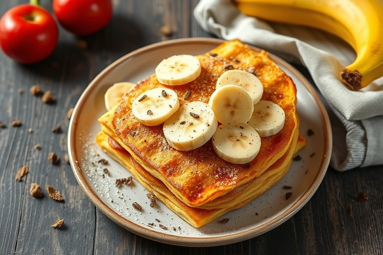 Conceitos visuais relacionados a Panqueca Rápida de Banana (Sem Açúcar e Sem Farinha)